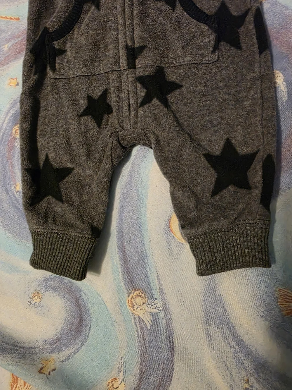 Carter's Gray Hooded Footie with Black Star Print
